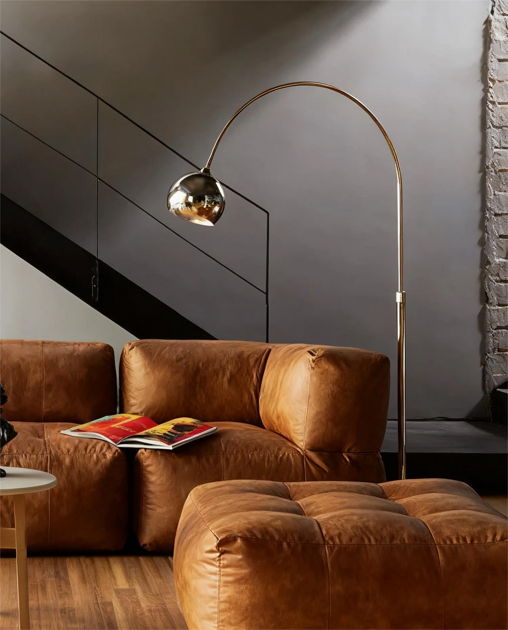 Minimalist Arc Curved Floor Lamp Metal Dimmable for Living Room | boxzora