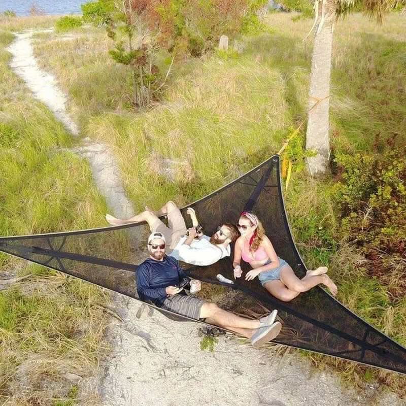 Camping-Hängematte für mehrere Personen mit 3-Punkt-Verankerungssystem