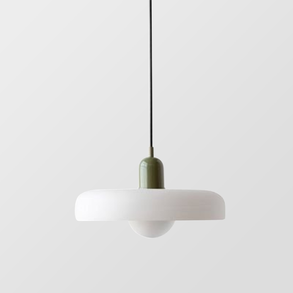 Lampa wisząca Bauhaus — kolorowy szklany klosz, regulowane zawieszenie