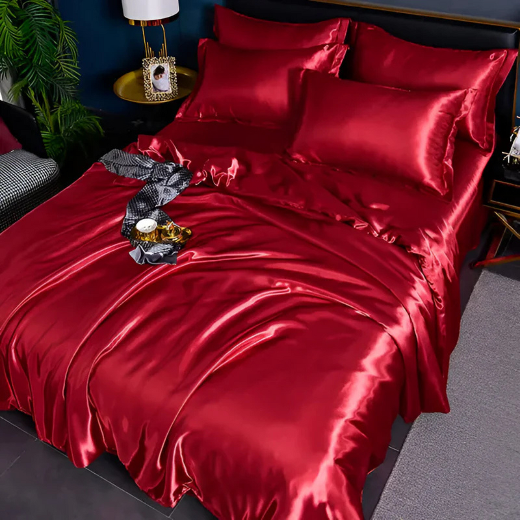Ropa de cama de seda con acabado liso y brillante