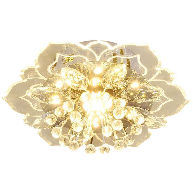 Plafonieră LED din cristal GlowPetal — design modern, structură în formă de floare, consum redus de energie