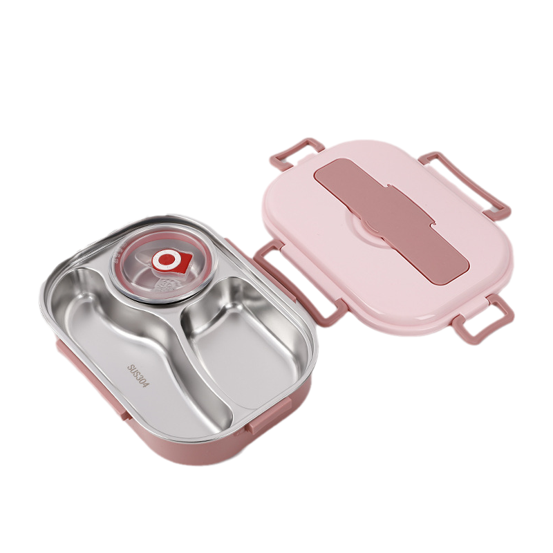 Stainless Steel Bento Lunch Box – 3 or 4 Compartments, Soup Bowl, Stackable Meal Container