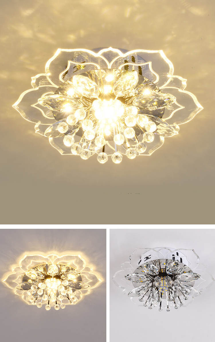 Plafonieră LED din cristal GlowPetal — design modern, structură în formă de floare, consum redus de energie