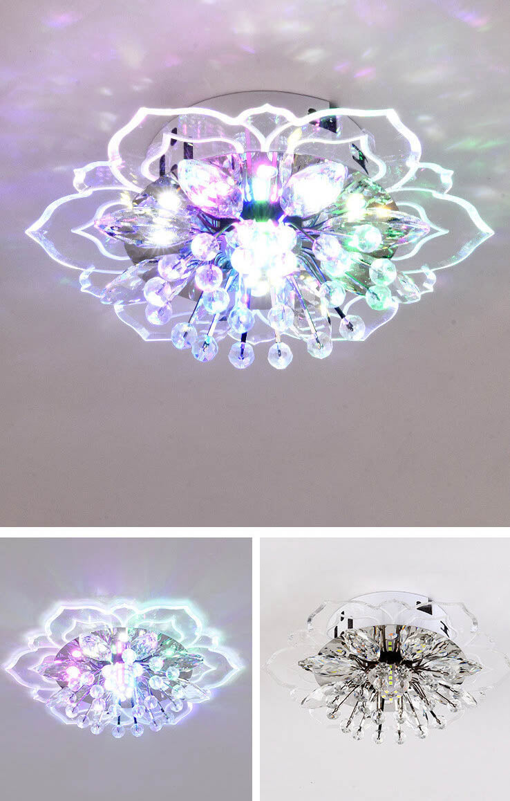 Plafonieră LED din cristal GlowPetal — design modern, structură în formă de floare, consum redus de energie