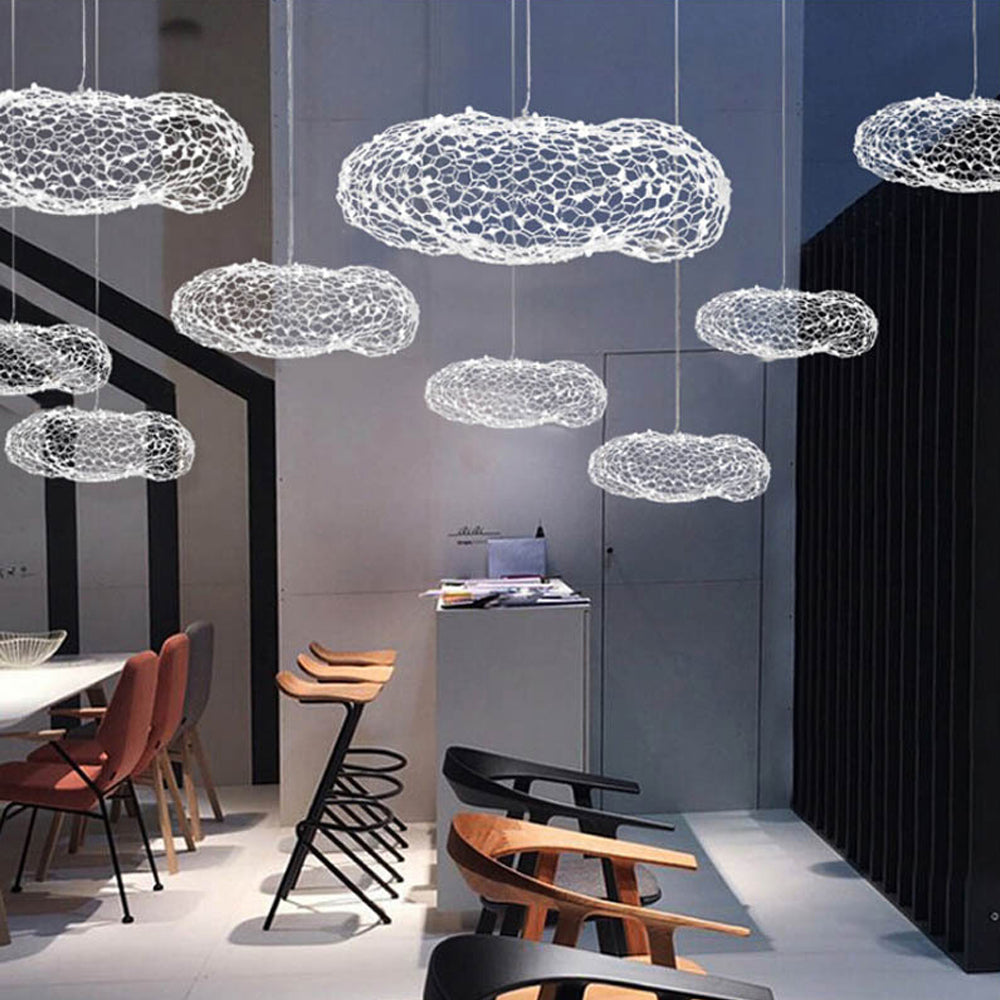 Nowoczesna metalowa lampa wisząca w kształcie chmury do jadalni, z regulacją wysokości | boxzora