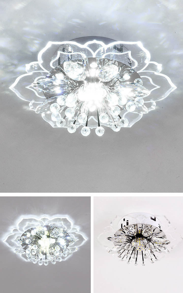Plafonieră LED din cristal GlowPetal — design modern, structură în formă de floare, consum redus de energie
