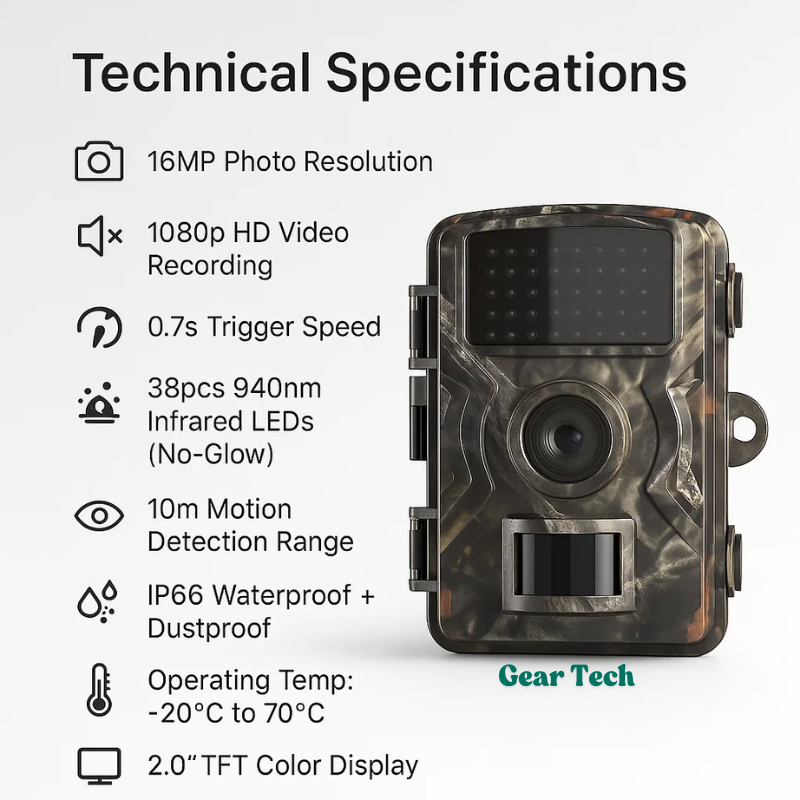 Sophia L. Night Vision Wildlife Camera – 16MP Photos, 1080p Video, Day/Night Sensor