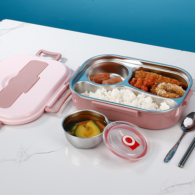 Stainless Steel Bento Lunch Box – 3 or 4 Compartments, Soup Bowl, Stackable Meal Container
