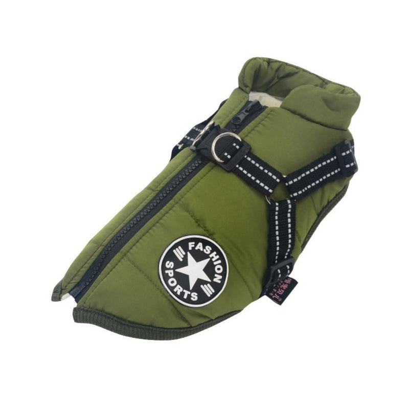 Waterproof Winter Dog Jacket — Integrated Harness Design