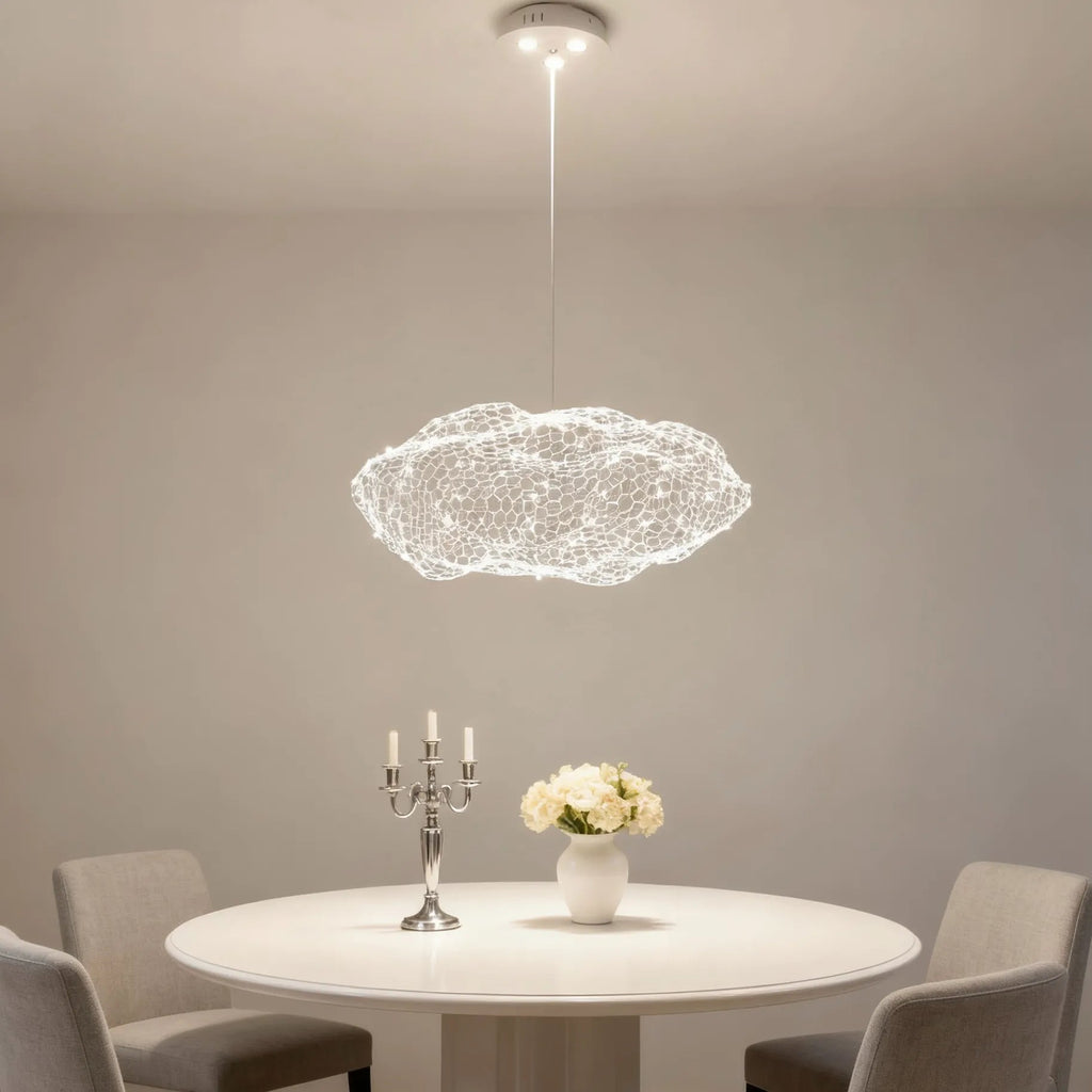 Nowoczesna metalowa lampa wisząca w kształcie chmury do jadalni, z regulacją wysokości | boxzora
