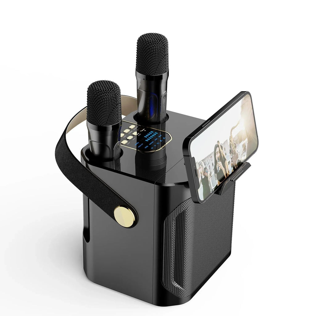 Boxă karaoke Bluetooth – Sunet surround 360°, subwoofer wireless, două microfoane