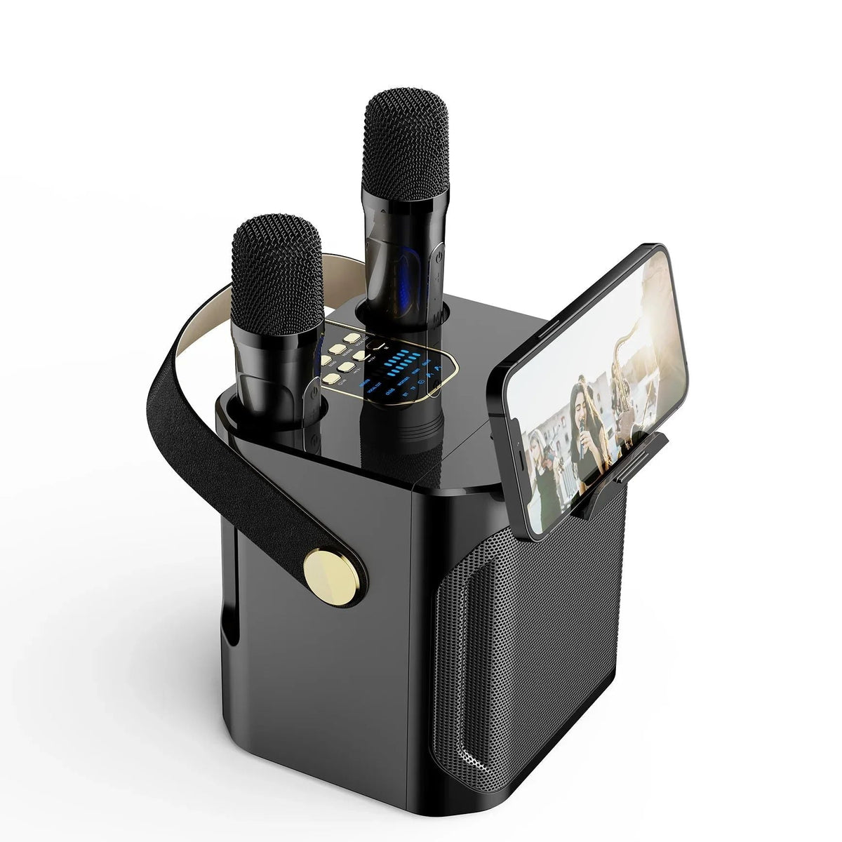 Boxă karaoke Bluetooth – Sunet surround 360°, subwoofer wireless, două microfoane