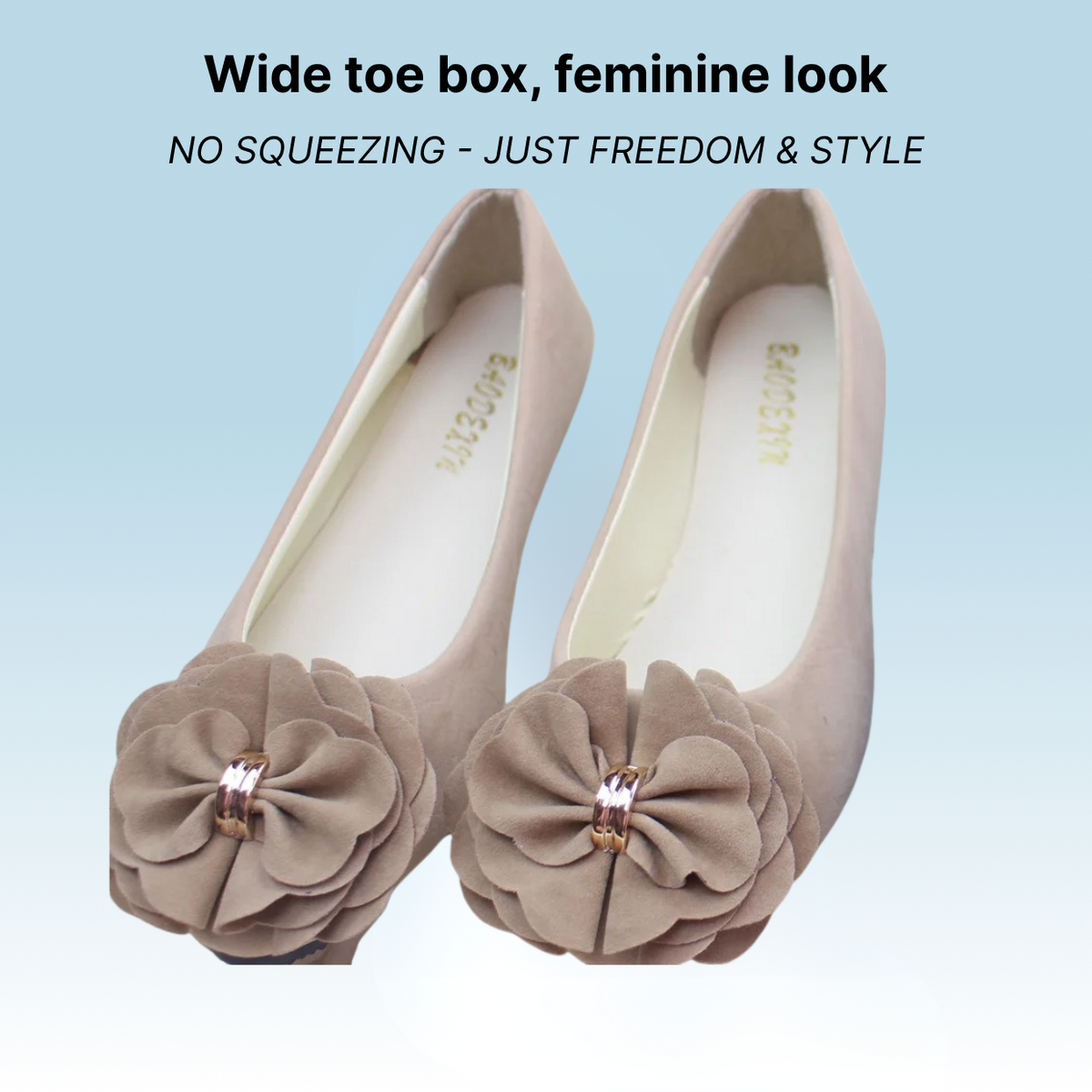 Nola Cozy Ballerinas — Εφαρμογή τύπου ξυπόλυτου, μινιμαλιστική βάση 4 mm, φυσική αίσθηση του εδάφους