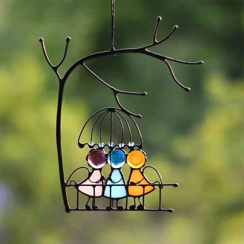 Hand-Painted Angel Sun Catcher – Vibrant Stained Glass Ornament