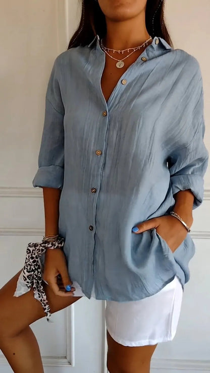Chemise longue plissée à col cranté