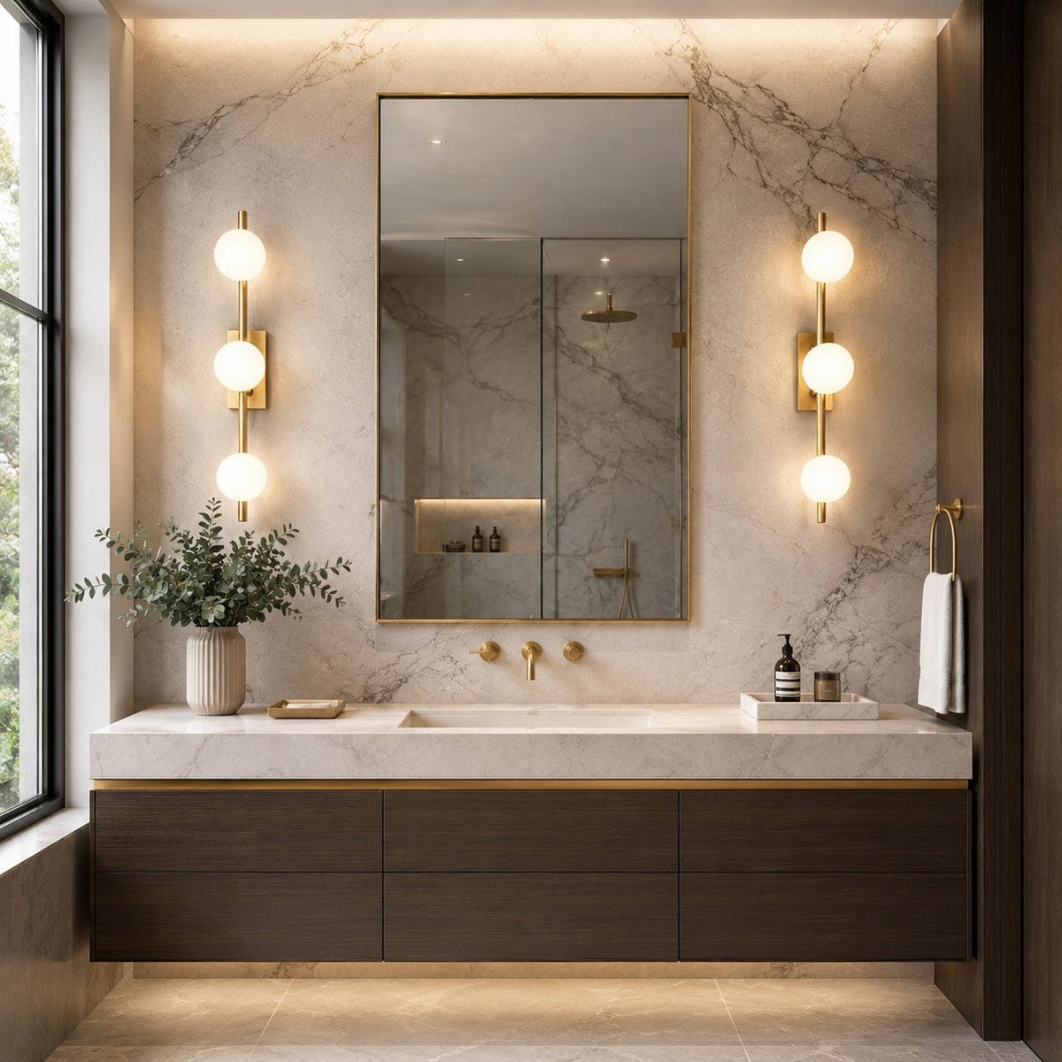 Adjustable Color Temperature LED Vanity Light Bar — Wall-Mounted Copper Finish