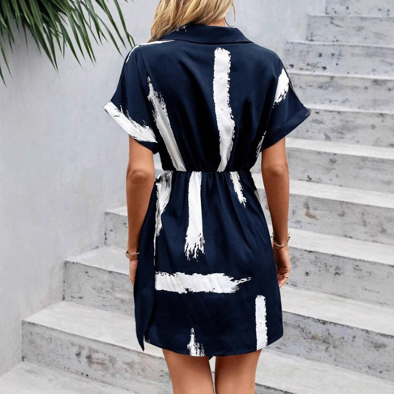 Robe Portefeuille à Imprimé – Col en V à Manches Courtes