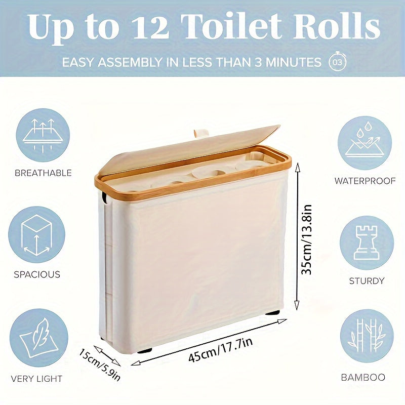 Porte-papier toilette en bambou – Capacité de 12 rouleaux, léger et aéré