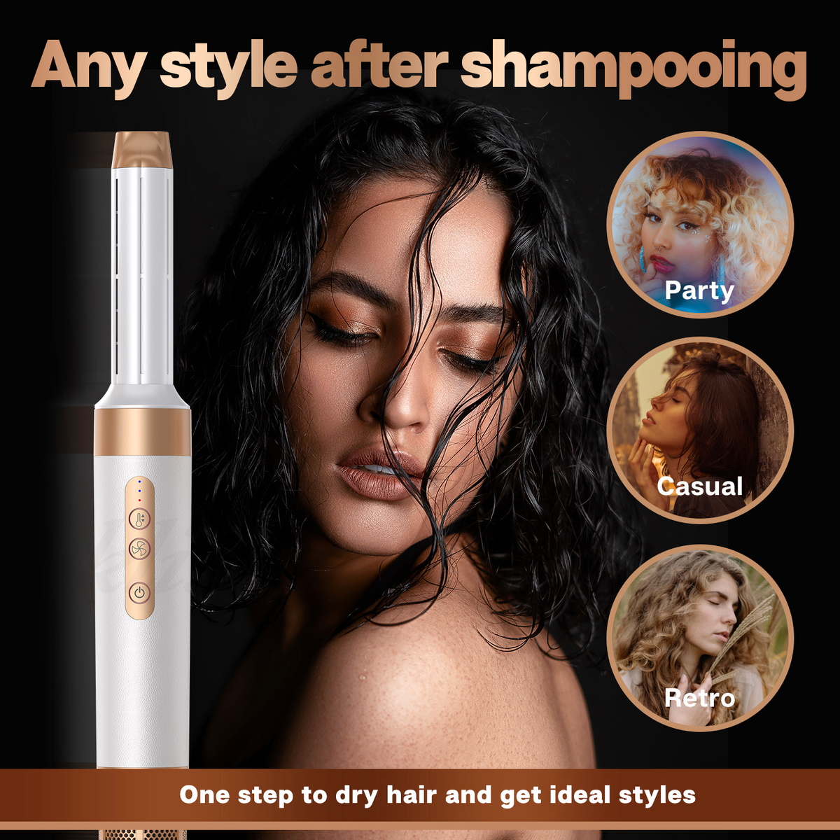 مصفف شعر Airwrap 7-in-1 — هواء ساخن وبارد لتجعيد الشعر وفرده ومنحه حجمًا