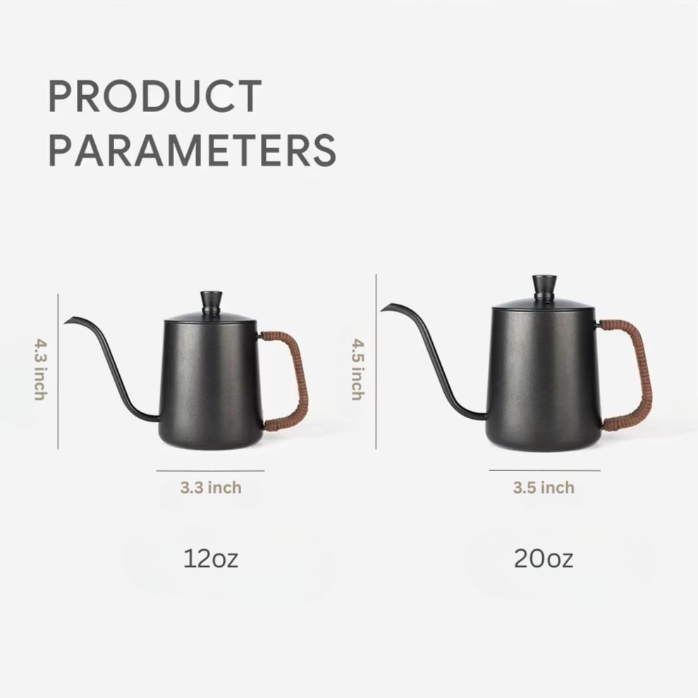 Cană premium pentru cafea, cu picurare, din oțel inoxidabil — cioc de turnare de precizie