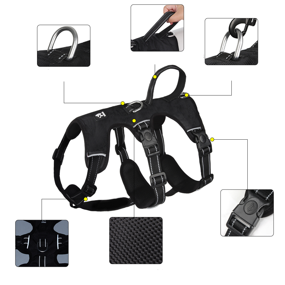 Pettorina riflettente anti-trazione per cani GripGuard — vestibilità comoda e sicura
