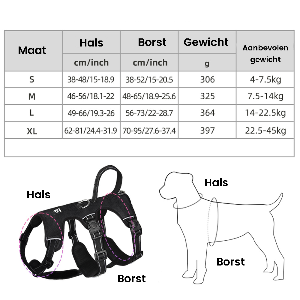 Pettorina riflettente anti-trazione per cani GripGuard — vestibilità comoda e sicura