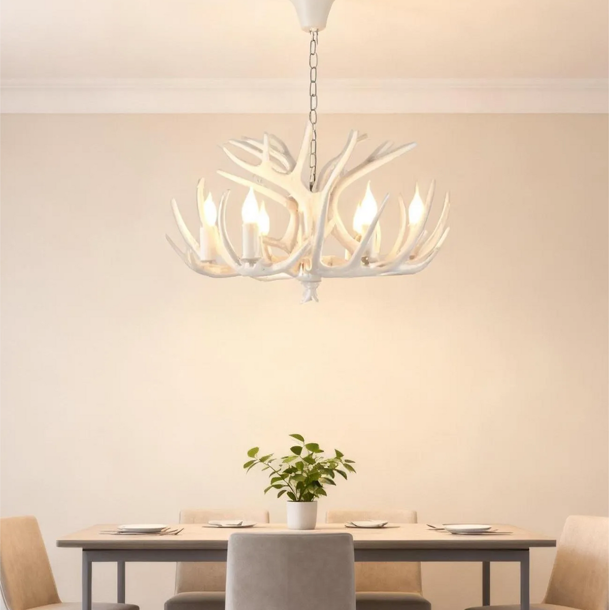 Lampadario di corna di cervo Mid-Century ad altezza regolabile per sala da pranzo | boxzora