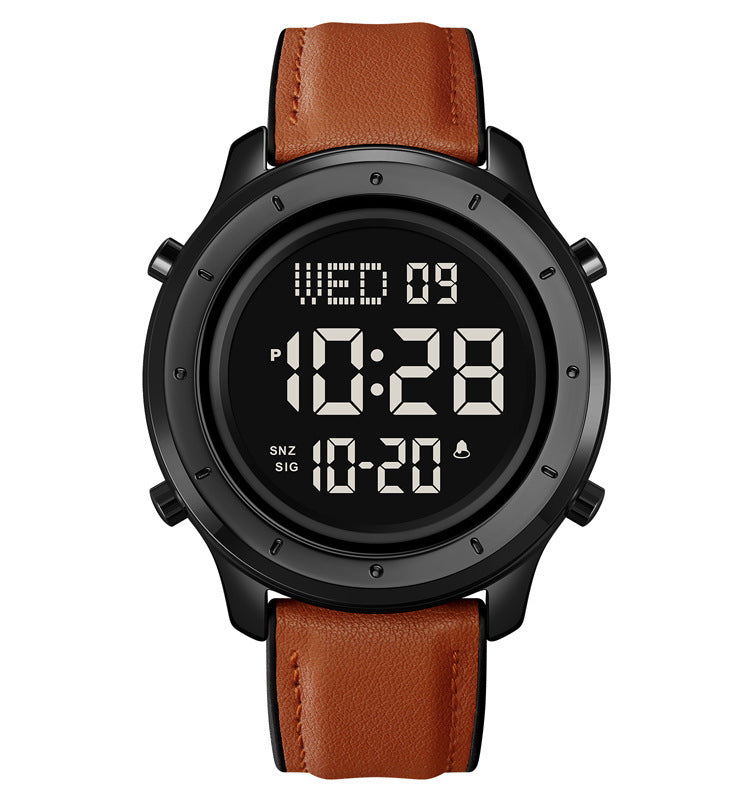 Men's Multifunction Electronic Watch — 47mm Round Dial, 30m Waterproof