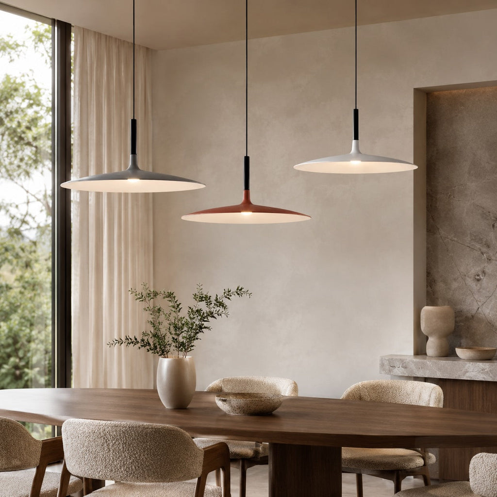 Modern pendellampa i betong — fast ansluten, dimbar LED-hängarmatur