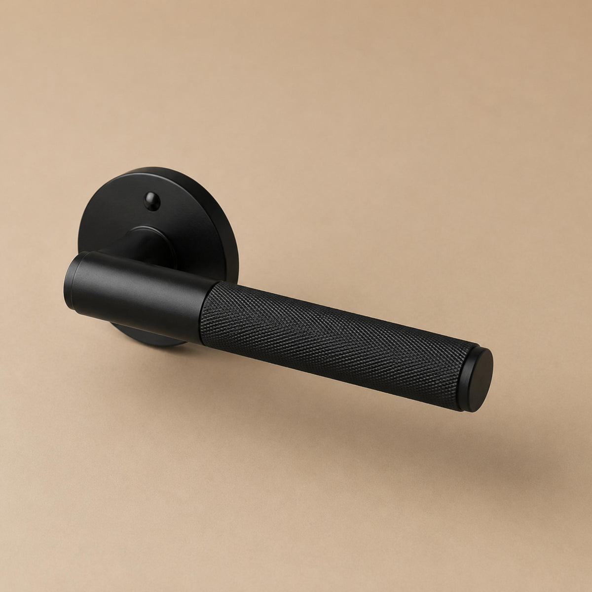 Modern Brass Door Handle — Knurled Grip, Square or Round Rosette, Smooth Cycle Hardware