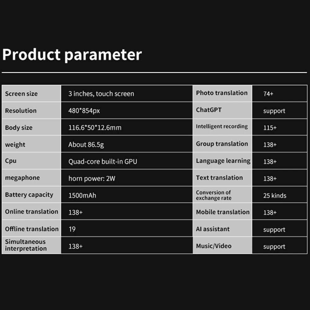 S80 Pro Portable Language Translator — ChatGPT AI Linkage, 16 Offline Translation Packs, 138-Language Voice Response