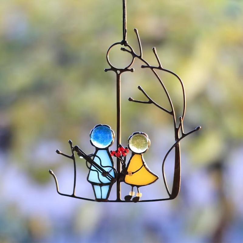 Hand-Painted Angel Sun Catcher – Vibrant Stained Glass Ornament