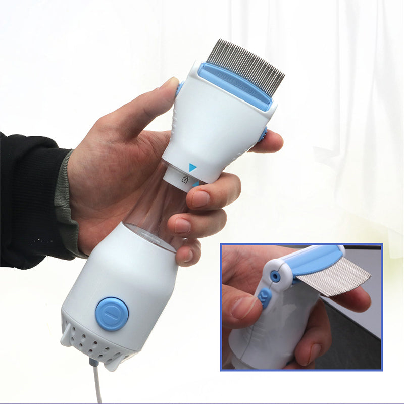 V-Comb-Kopfläusegerät - 3 austauschbare Filter und LED-Erkennung mit blauem Licht