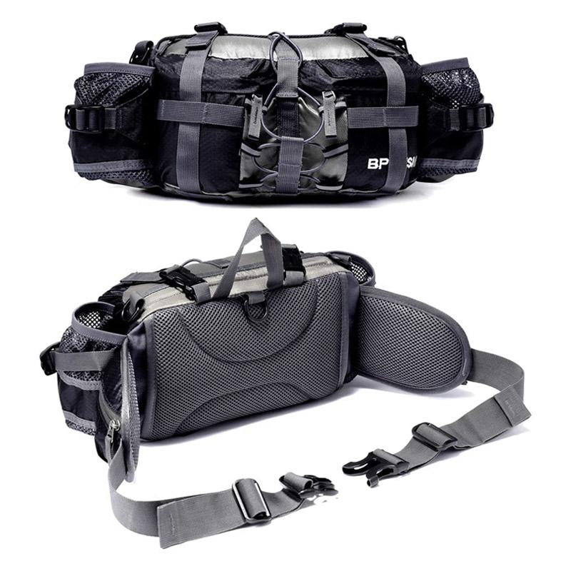 Adjustable Nylon Hiking Waist Pack — 26–50in Strap, Breathable Mesh Pad, 11x5x6in