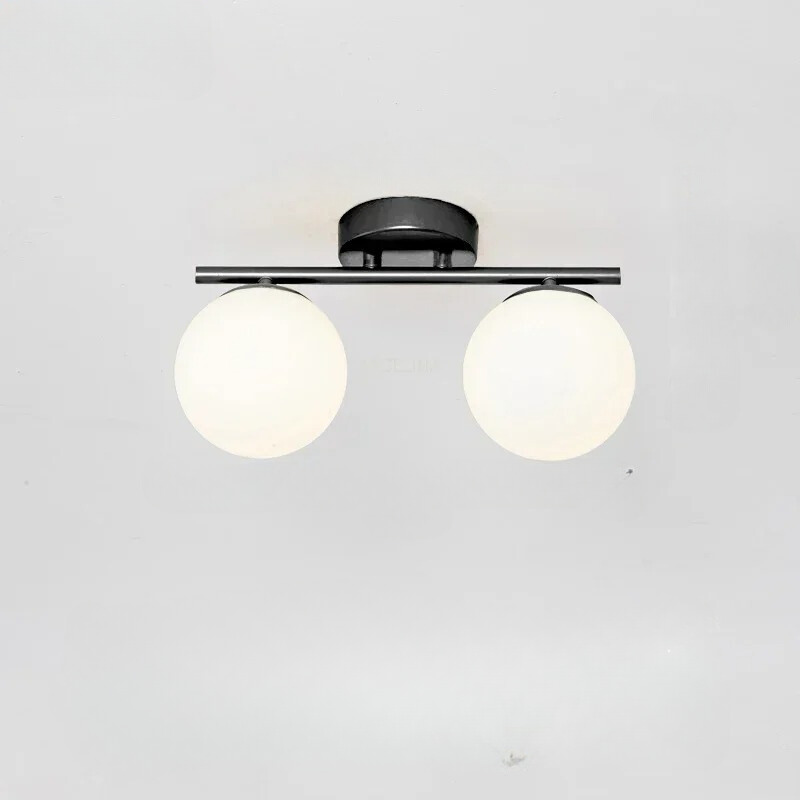 Nordic Style Glass Ceiling Lamp – Elegant White Globe and Gold Details