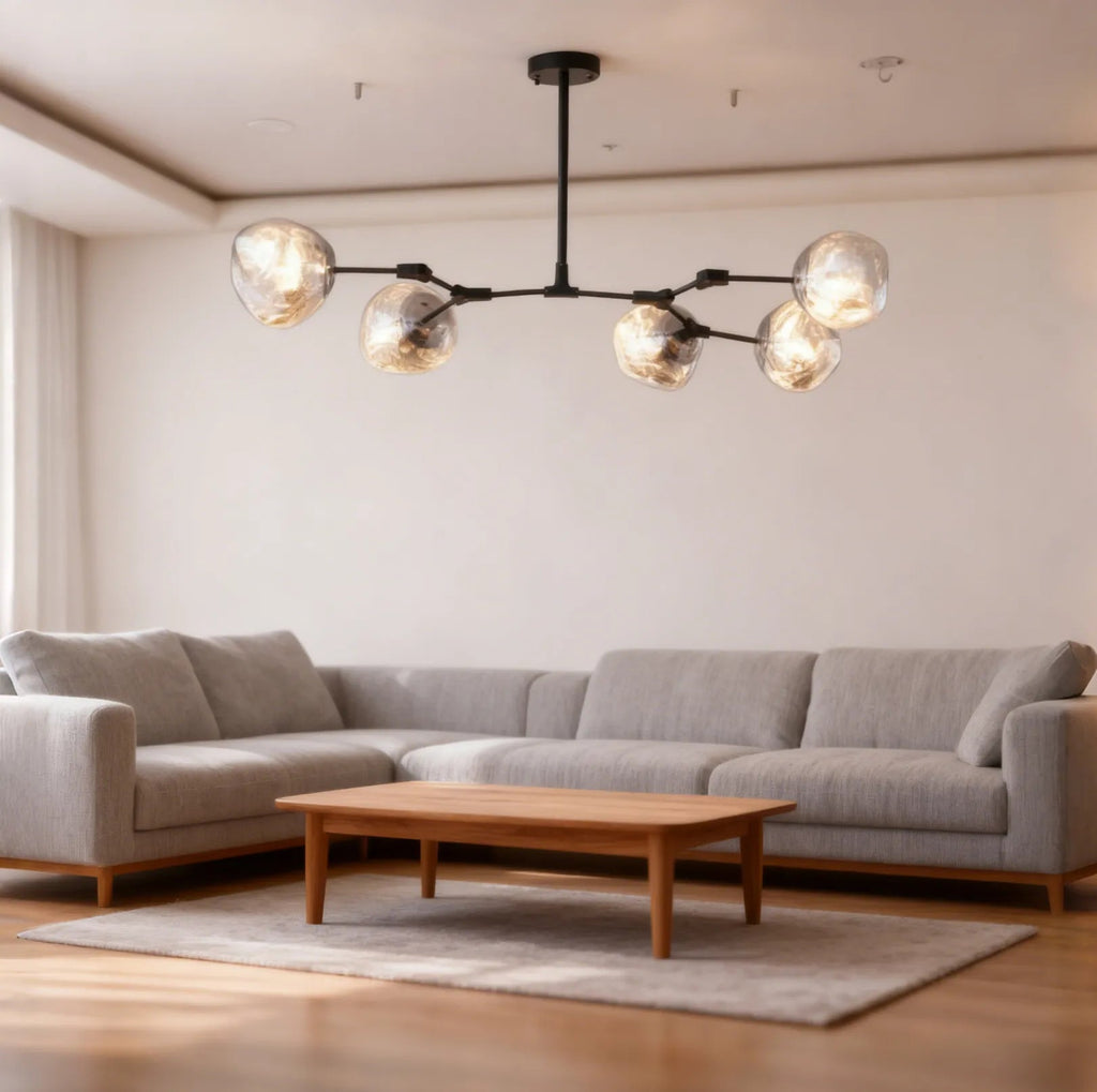 Moderne metalen lavakroonluchter voor de woonkamer, in hoogte verstelbaar | boxzora