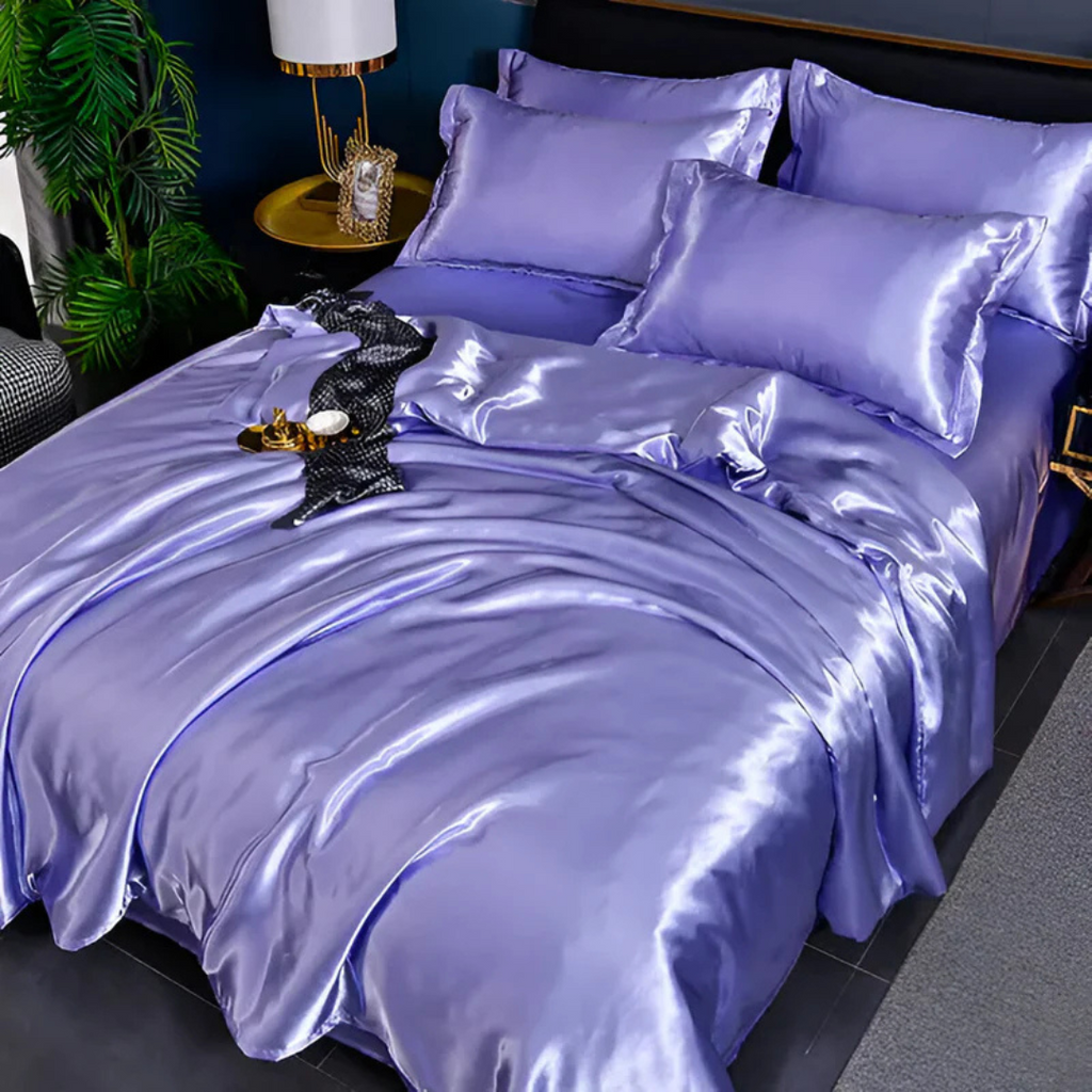 Ropa de cama de seda con acabado liso y brillante