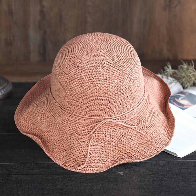 Foldable Straw Hat — Adjustable Fit, Decorative Bow & Wire Rim