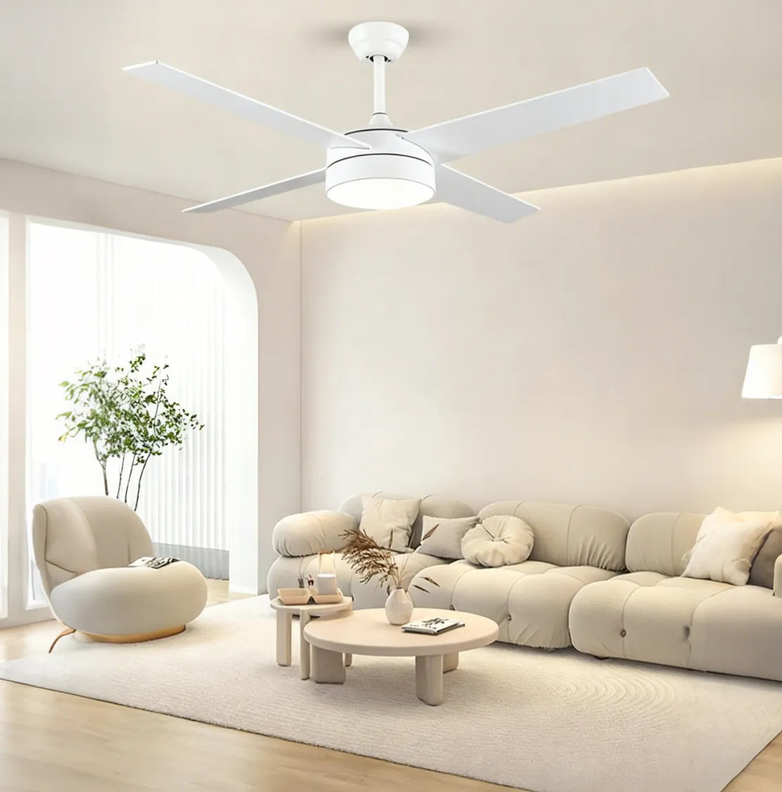 Modern Ceiling Light with Fan Quiet Metal for Living Room | boxzora