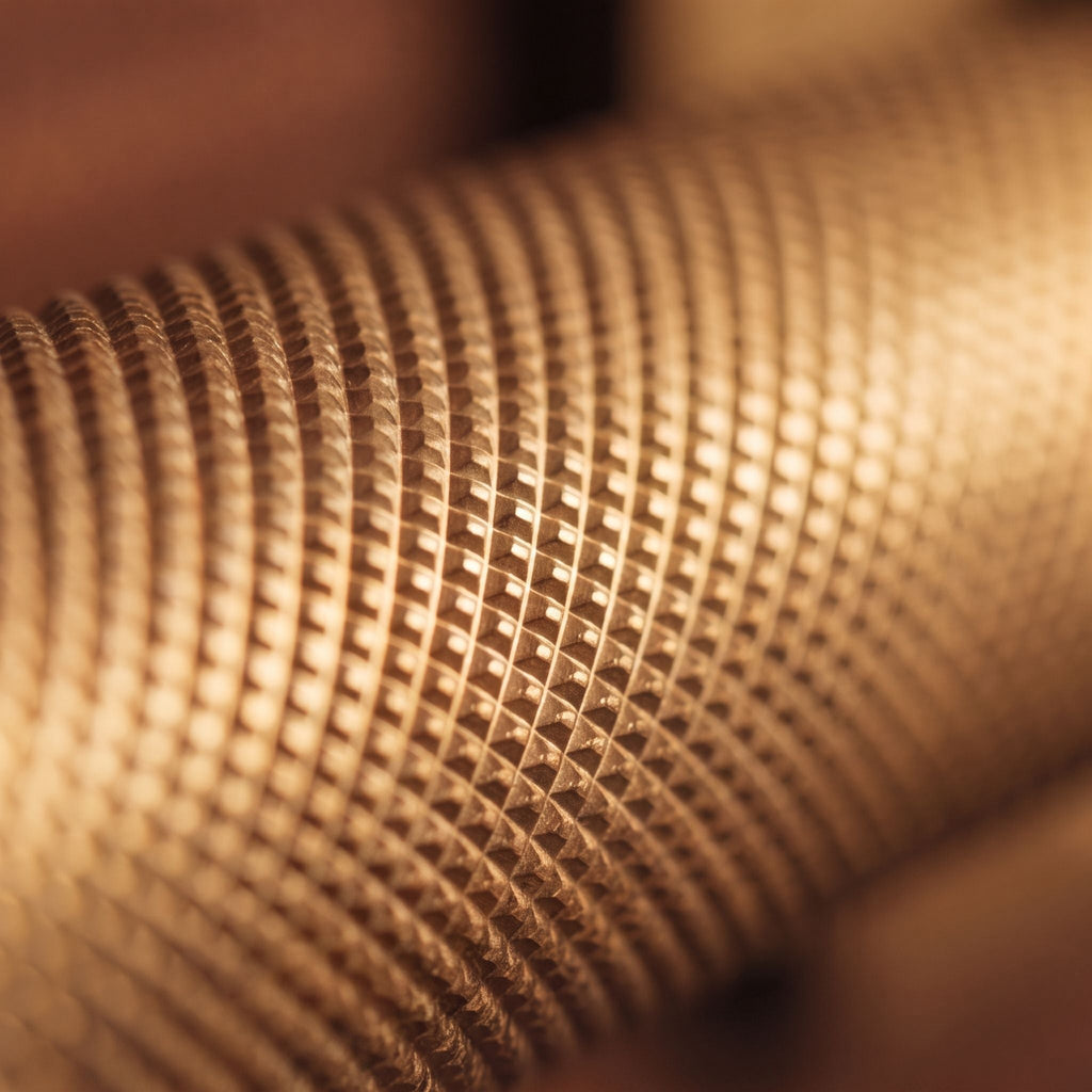 Modern Brass Door Handle — Knurled Grip, Square or Round Rosette, Smooth Cycle Hardware