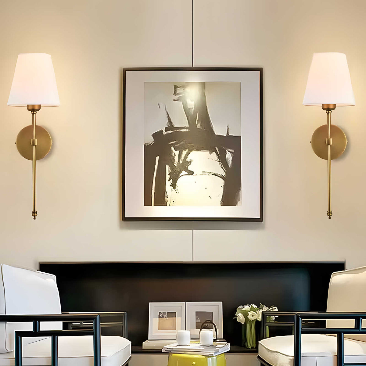 Black and Gold Wireless Wall Lamps