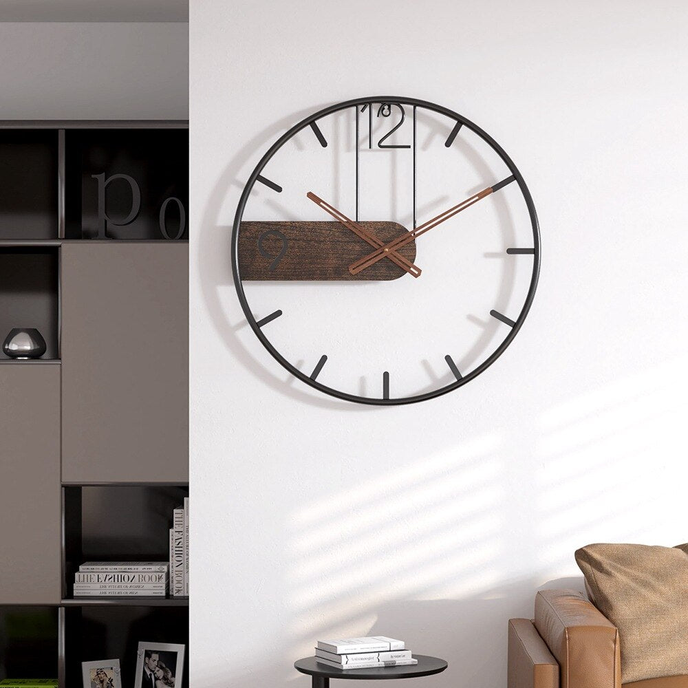 Walnut Wall Clock — Silent Quartz Movement, Round Dial