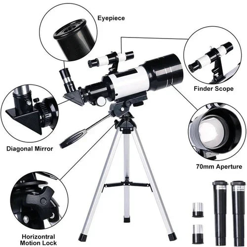 Professional Telescope Kit — Integrated Tripod Stand, 150x Zoom Magnification