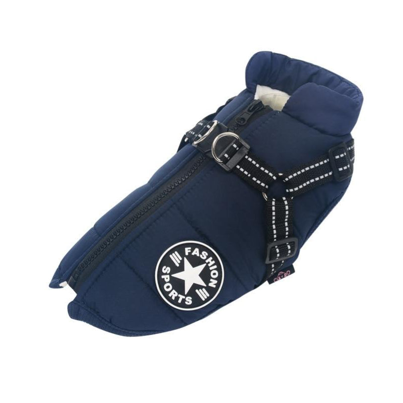 Waterproof Winter Dog Jacket — Integrated Harness Design