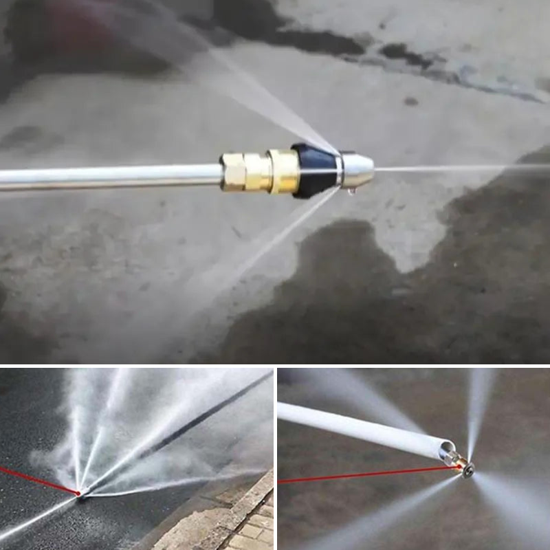 Buse de nettoyage de canalisations en acier inoxydable - Accessoire de pulvérisation haute pression pour drains