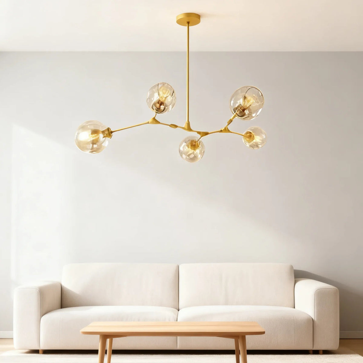Candelabru Mid-Century din sticlă, cu ramificații și bule, pentru living, cu brațe reglabile | boxzora
