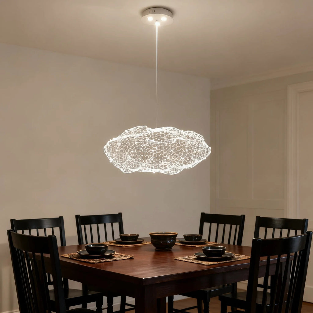 Nowoczesna metalowa lampa wisząca w kształcie chmury do jadalni, z regulacją wysokości | boxzora