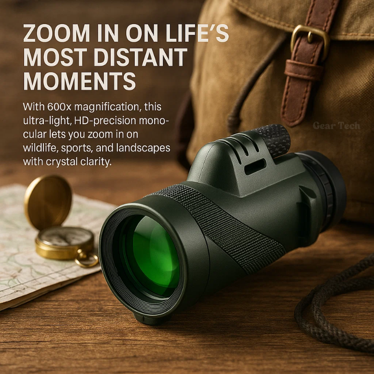 Kompakti 600-kertaisella zoomilla varustettu monokulaari – HD-linssi, kevyt ja helposti mukana kulkeva rakenne