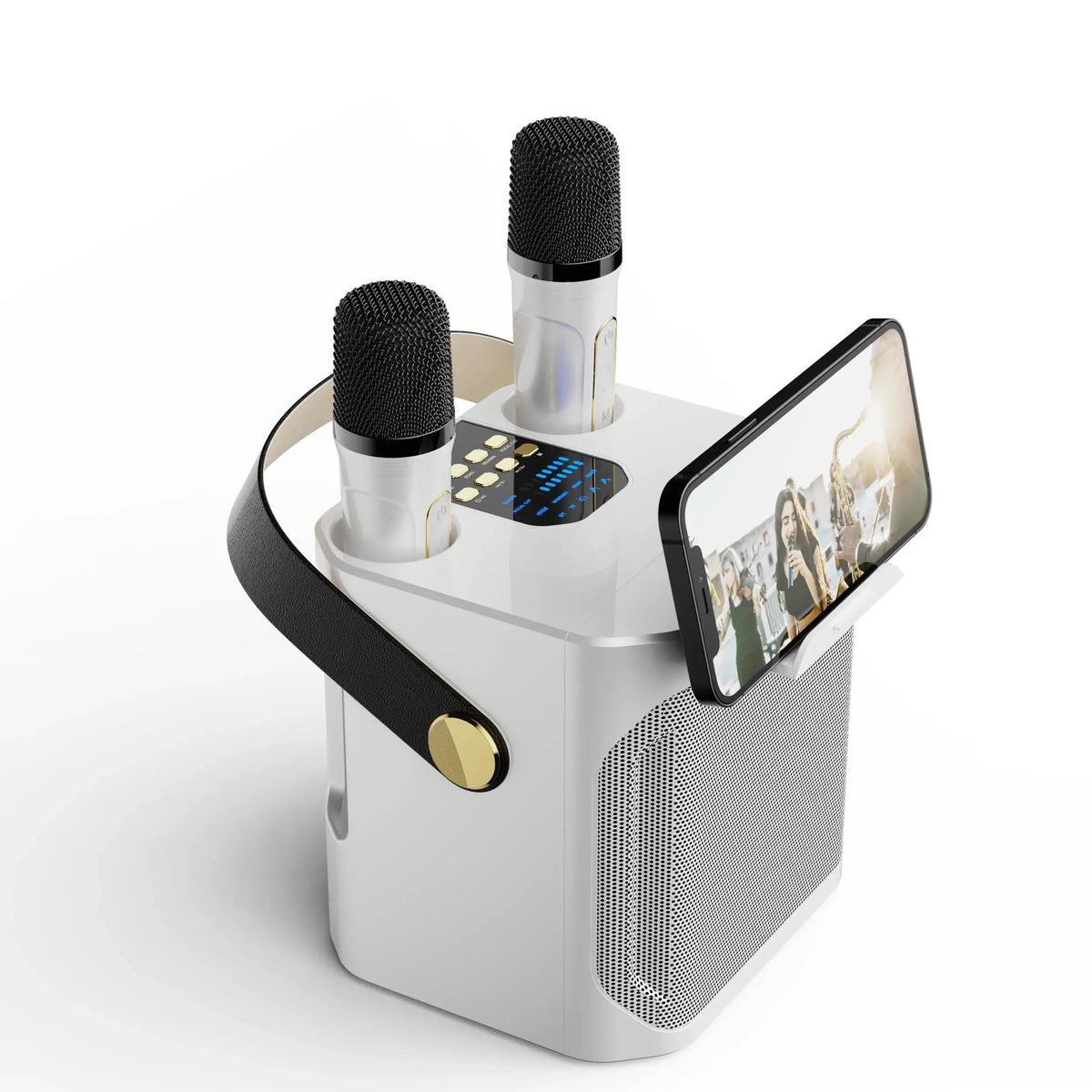 Boxă karaoke Bluetooth – Sunet surround 360°, subwoofer wireless, două microfoane