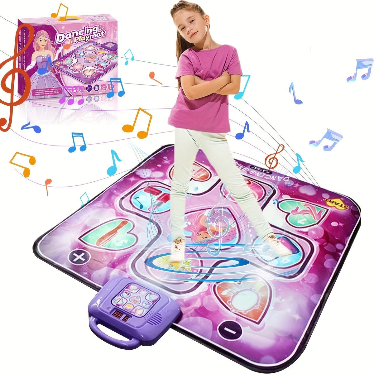Tappetino DanceFun rosa autonomo per la danza – Punteggio a pavimento e gioco ritmico per bambini – Configurazione TV senza cavi